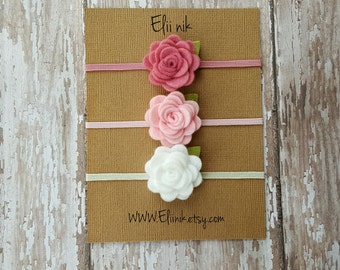 Felt flower headband, baby headband set, baby flower headband, Newborn headband, flower headband, toddler flower headband