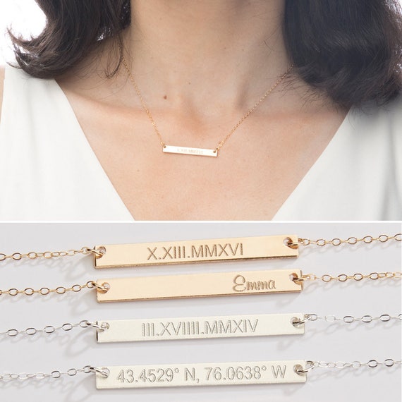 Personalized Name BarCustom NameplateCoordinates DatesRose