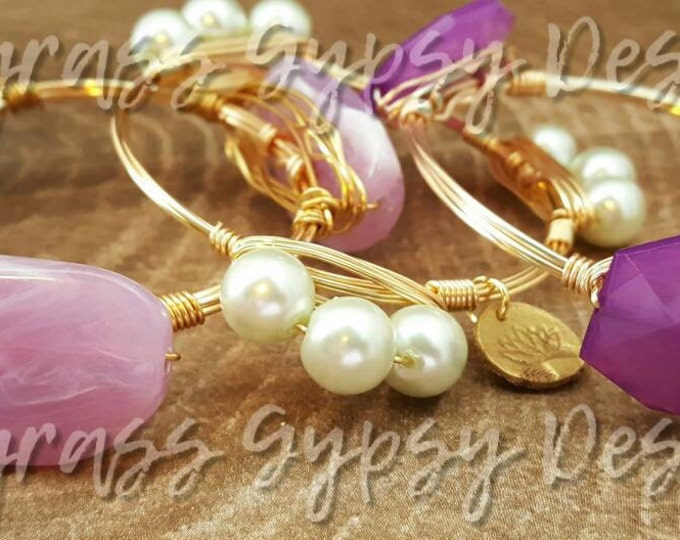 Spring Lilac Wire Wrapped Bangle, Bracelet, Bourbon and Boweties Inspired