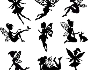 Fairy Die Cut Out Silhouette - Assorted Fairy Cutout x 20. Great for card making, scrapbooking, fairy jar, embellishments, party favours