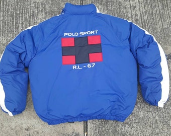 Vintage POLO SPORT Ralph Lauren Big Spell Out Puffer Down Jacket Pwing Rl-67 Very Rare