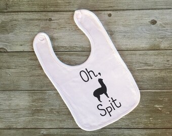 Oh spit - alpaca - llama - bib - spit up - funny - gift - baby shower - velcro - cotton - infant - baby - newborn - novelty