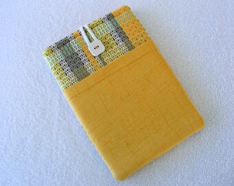 Colorful Yellow Plaid, Kindle Cover, IPad Mini Cover, IPad Mini Case, Kindle Fire Case, Kindle Fire Cover, Nook HD Cover, 8 1/2"x 5 3/4"