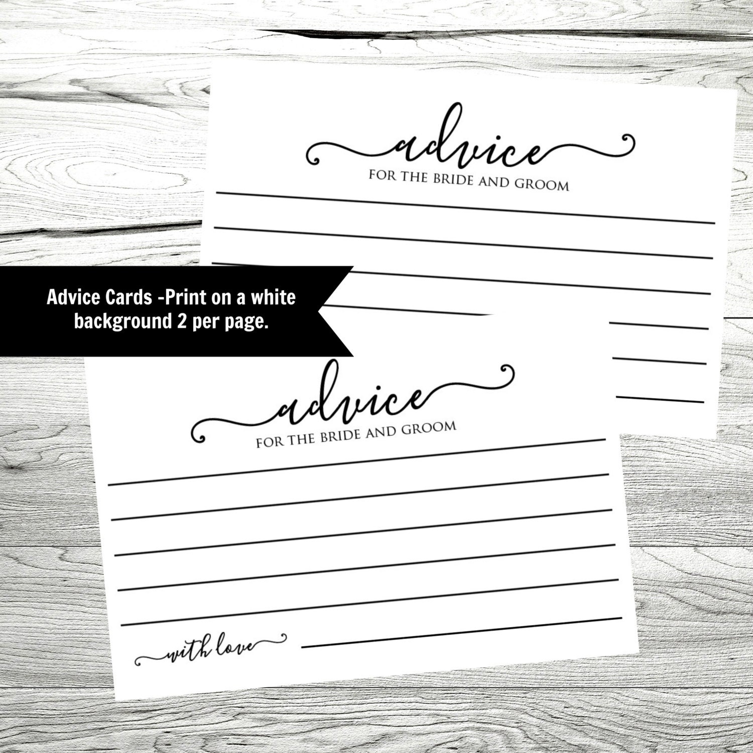 Wedding Advice Cards Printable Wedding Template Well Wishes