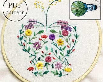 plus_ Bonus Free Pattern_Flower Butterfly__PDF files_+Reversed Pattern_instant download files_Hand Embroidery Pattern_NewUpdatedGuide!