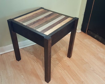 Rustic Wood End Table With Concealed Compartment
