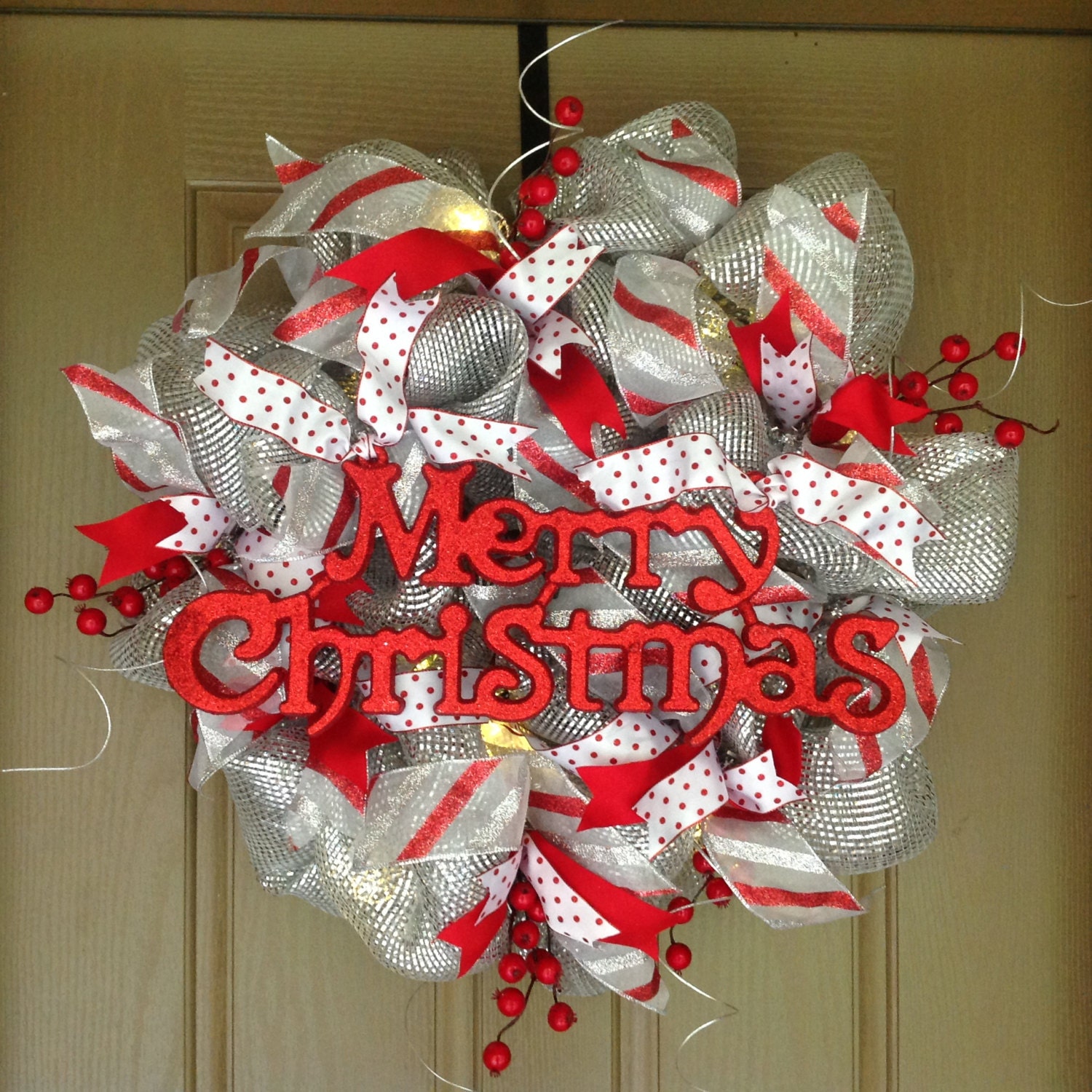 Christmas Wreath Lighted Wreath Front door Wreath Lighted