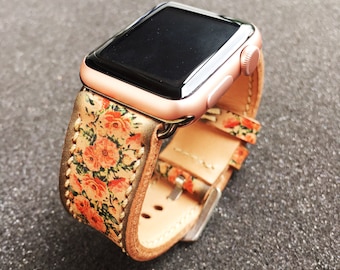 Apple Watch Band Hand-Stitched Handmade, Series 1 Series 2, 42mm or 38mm Apple Watch Leather
