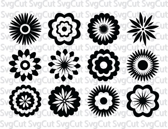 Download Flower Circle Monogram Frames Instant Download Cut File svg