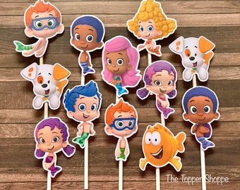 BUBBLE GUPPIES Cupcake Toppers / Cake Toppers / Die Cuts / Birthday Party / Decorations / Cake Pops / Supplies / Decor / Fast Shipping!
