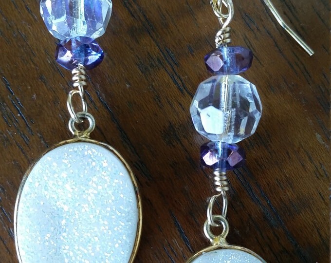 Druzy with Iridescent Crystal Earrings