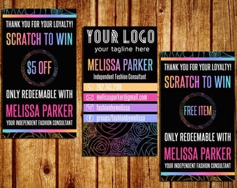 Scratch Off Cards With Business Card - Scratch To Win Cards - Chalkboard/Black - Personalized - YOU PRINT