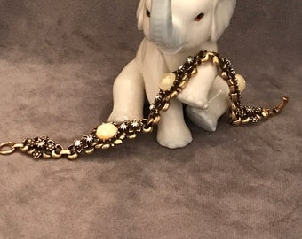 Coro gold plated Lucite and rhinestone bracelet