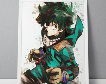 Boku no Hero Academia print, Boku no Hero Academia poster, Izuku Midoriya print, Izuku Midoriya poster, Anime poster Watercolor N.002