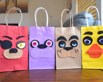 FIVE NIGHTS at FREDDY'S Party Bags - Set of 10 Fnaf Favor Bags, Five Nights Party, Fnaf Birthday, Fnaf favors, Fnaf invitation, Fnaf cake