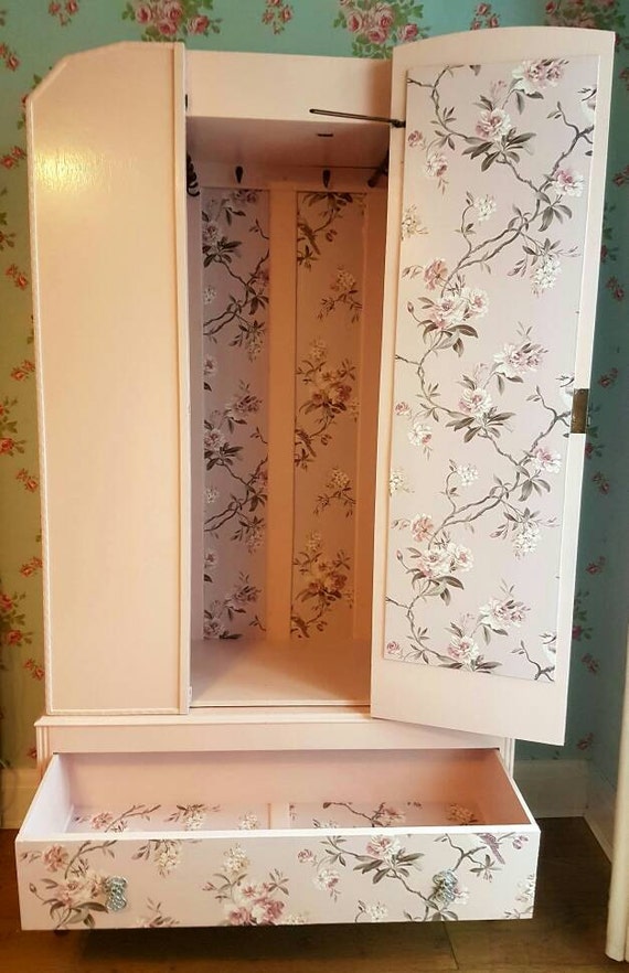 Pink painted wardrobe pink wardrobe floral wardrobe vintage