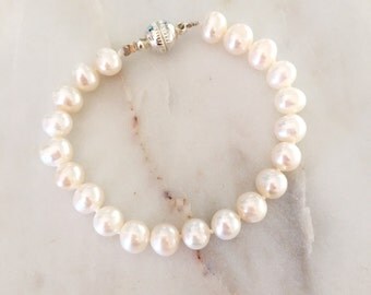 Olivenorma Natural Freshwater Pearl Braided Leather Bracelet