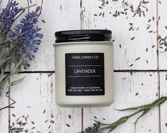 All Natural, Soy Wax, Eco Friendly, Luxury, Lavender Scented Candle // Hand Poured and Handmade in California