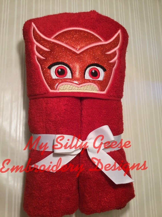DIGITAL FILE 5x7 PJ Masks Owlette inspired Peeker hooded towel