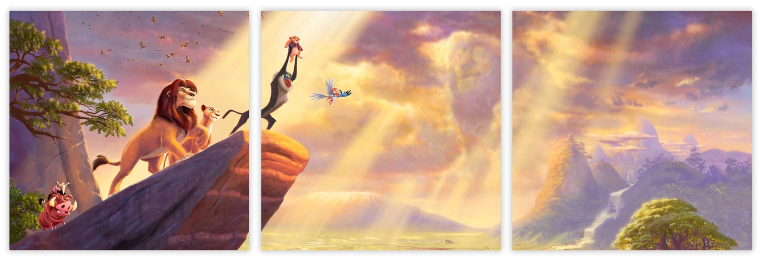 Disney The Lion King Multi Panel Home Decor Wall Art 27x8