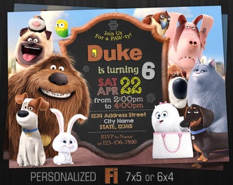 The Secret Life of Pets Invitation, The Secret Life of Pets Birthday Party, Dog Max Duke Gidget Mel, Personalized, Printable, Digital File