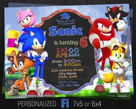 Sonic Invitation Sonic Birthday Party Sonic Knuckles