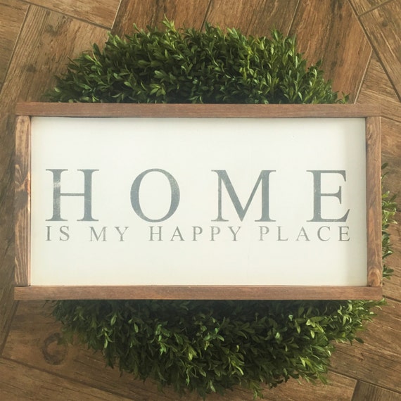 HOME is my happy place Wall Decor Framed Wood Sign