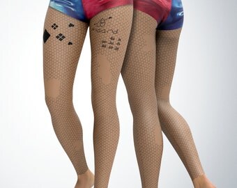 Harley Quinn Leggings | Womens Leggings | Capri Leggings | Yoga Pants | Tights | Stretch Pants | Gym Gear | Printed Leggings | CosPlay | DC