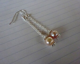 EARRING BEZIER 05 DOUBLE PEARL - SILVER (Ag 925/1000, river pearls) main image 0