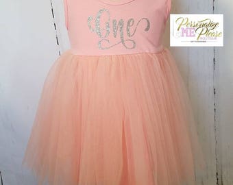 First Birthday Outfit, Tutu Dress, Birthday Tutu Dress, Birthday Tutu Outfit Pink 2nd Birthday Outfit Girl, Pink and Silver Birthday Outfit