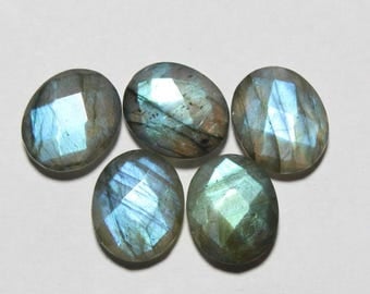 40% Off 5 Pcs Natural BLUE LABRADORITE, 10x12 mm Size, Oval Shape Gemstone, Both Side Checker Cut +++ AAA Quality Briolettes Lb#197