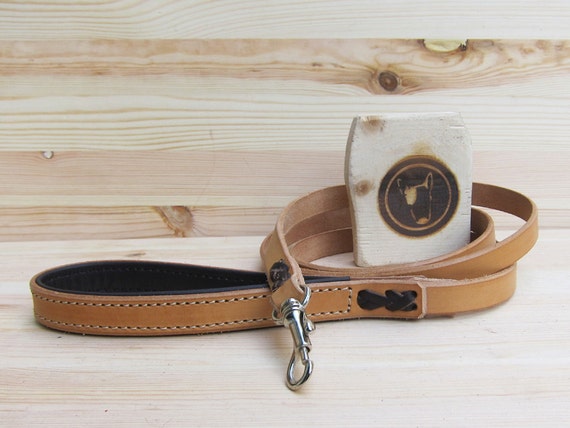 Leather Dog Leash - Natural Leather - Distressed Leather - Handcrafted Dog Leashes - Italian Premium Leathers - Solid Brass