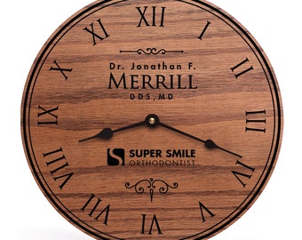 Gifts for dentists office, Gifts for dental office, Gifts for an orthodontist, Personalized and Unique Laser Engraved Clock