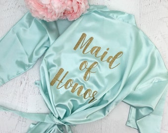 Personalized Robe / Glitter Bridesmaid Robe / Bridal Robes / Wedding Satin Robes / CL SOL