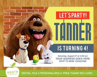 The secret life of pets invitation, The secret life of pets party, The secret life of pets birthday, FREE Thank you Card!