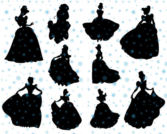 Disney Silhouette princess Cinderella SVG cutting ESP vector