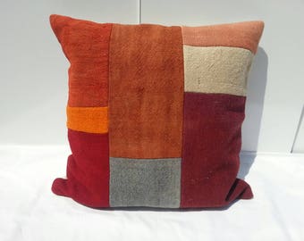 Handmade Kilim Pillow,overdyed rug pillow,bohemian pillow,turkish home decor Pillow 20x20lnches