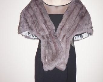 Amazing Vintage Gunmetal Grey Fur Stole