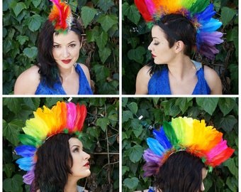 Rainbow Feather Mohawk - HDMH-GP--RAINBOWBRT