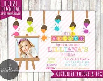 Art Birthday Party Invitation, Art Party Invitation, Painting Party Invitation, Art Party Invite, Photo - Printable DIY