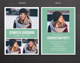 Graduation Announcement Card - Photoshop Template, PSD *INSTANT DOWNLOAD*