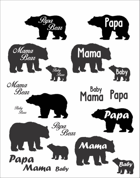 Download Cute Papa Mama and Baby Bear File Download SVG EPS PNG art