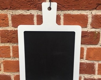 White Hanging Chalkboard includes a Heart Shaped Cleaning Block, 27cm x 40cm.