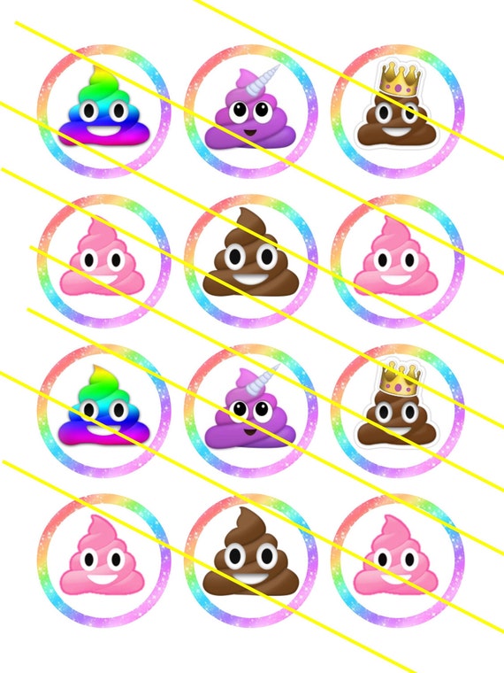Rainbow Emoji Poop Printable Cupcake Toppers