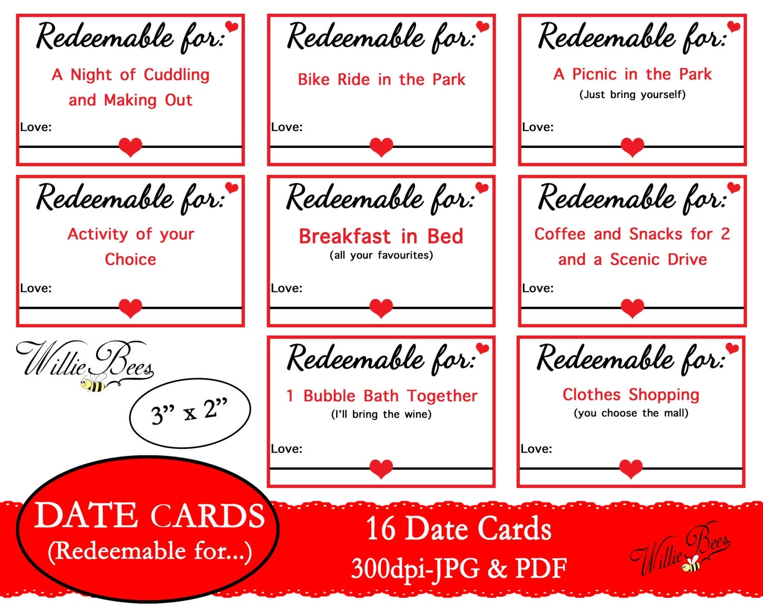 Date Night Coupons Love Cards Love Coupon Redeemable For