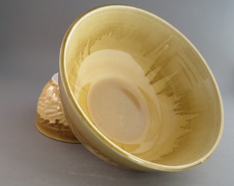 Textured Porcelain Large Serving Bowl, Handmade Ceramic Serving Bowl, Pottery Bowl with Butterscotch Yellow Glaze by Nickajack Pottery