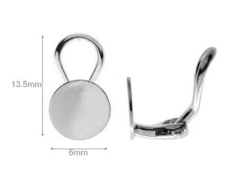 Sterling Silver Ear Earring Clips with 6mm pad