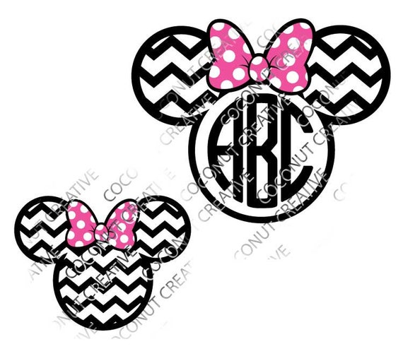 Download Minnie Mouse Head Ears Chevron Monogram Bow Disney svg dfx jpg