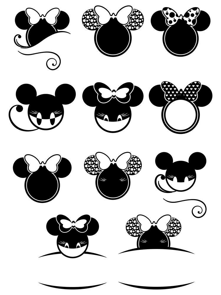 Minnie Mouse Monogram Svg, Disney Cuttable Clip Art Frames, for