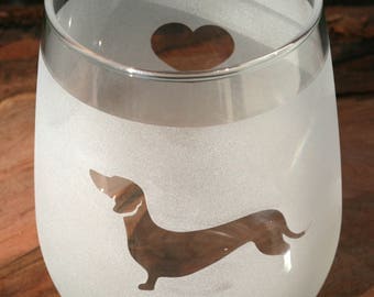 Dachshund Stemless Wine Glass Set | Birthday Gift for Dog Lover | Housewarming Present | Wine Drinker Gift | Customizable Glassware